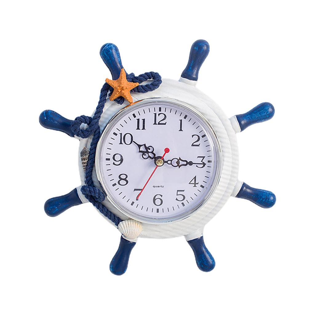 Деревянные настенные часы в средиземноморском стиле, ретро руль, колесо корабля, круглые подвесные часы, домашний домашний морской декор