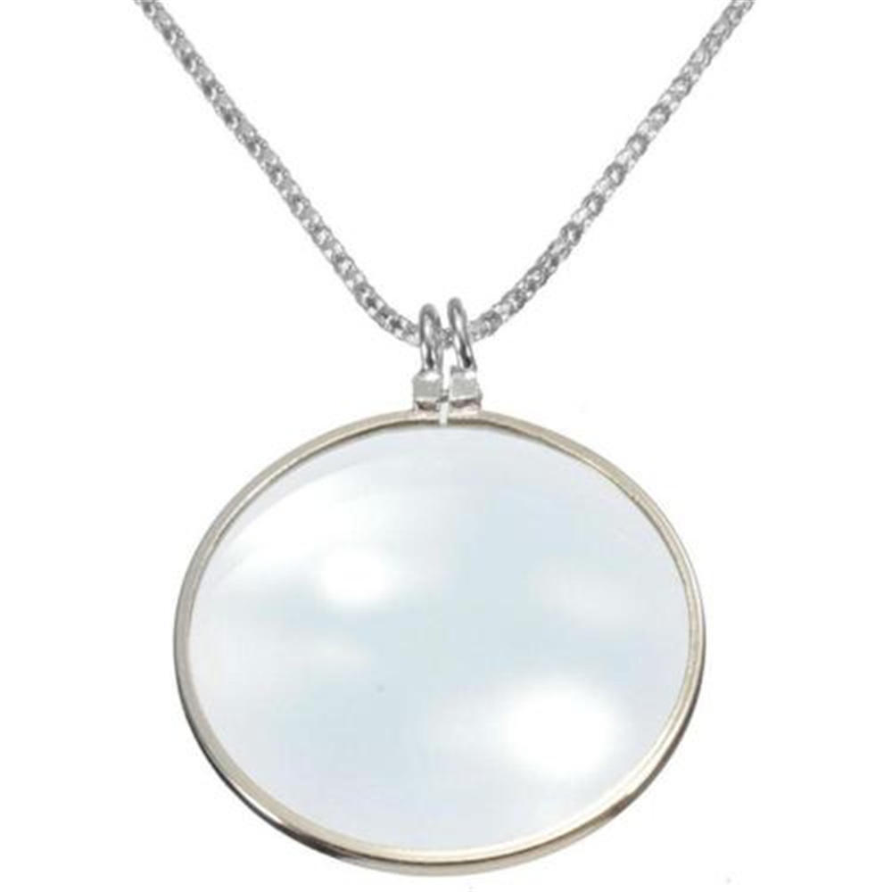 5X Magnifying Glass Necklace 40mm HD Optical Lens Pendant with Chain Portable Monocle Magnifier Necklaces for Reading Crafts