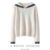Women's Loose-Fit Color Block Cashmere Pullover - Autumn/Winter Knit Sweater