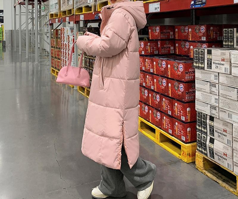 Winter new fashion trend loose casual solid color simple long thickened warm cotton jacket