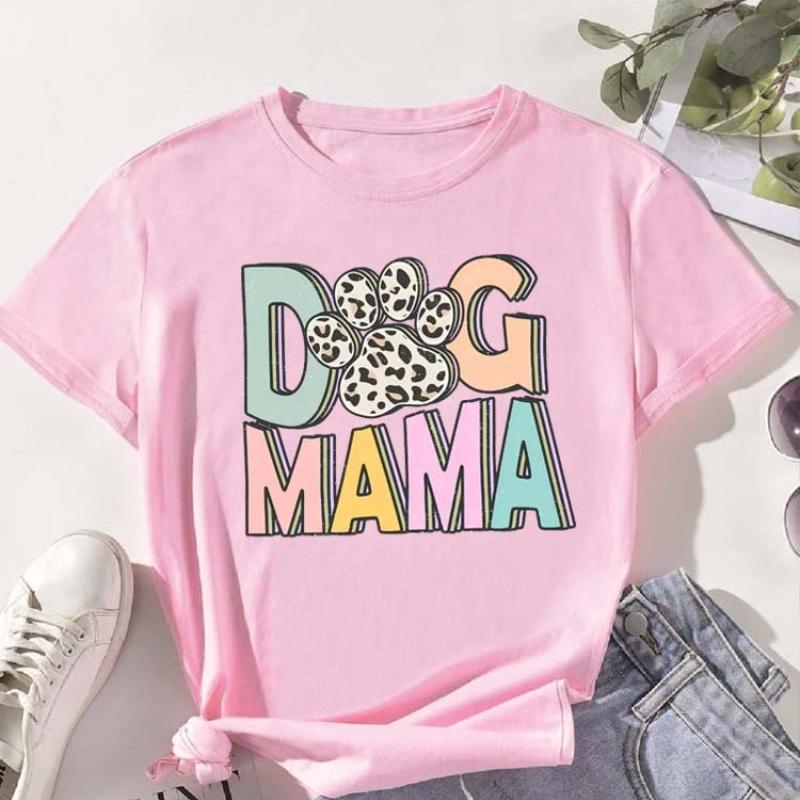 Трендовые женские футболки с принтом «Trend Dog Mama», модные футболки с мультяшным графическим принтом, одежда, женская футболка, короткий рукав, повседневные футболки
