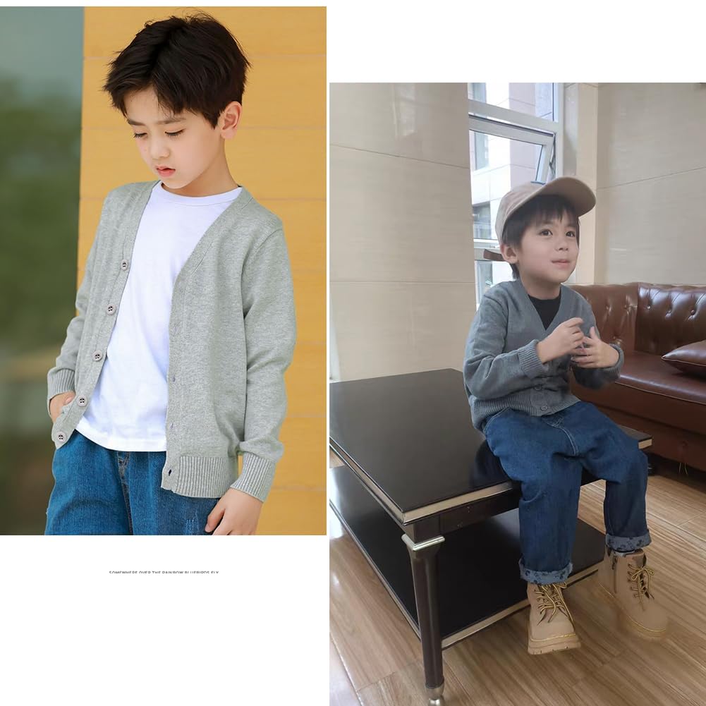 KISBINI Вязаный кардиган Однотонный Длинный Хлопковый Простой Верхняя одежда для Девочек и и Размер 100 Мальчиков Свитер, V-образный вырез, Цвет, Рукав, Пальто, Открытый спереди, Мальчики,