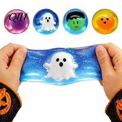 Clear Ball Squeeze Toy 2/4Pcs Halloween Stress Fidget Toy, Bat Ghost Pumpkin Anxiety Relief Sensory Toys for Relieve