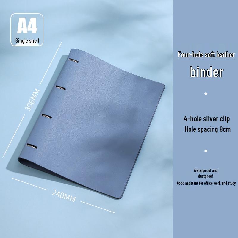 A4 Removable 4-Hole Loose-Leaf Grid Notebook - Simple College Student Design