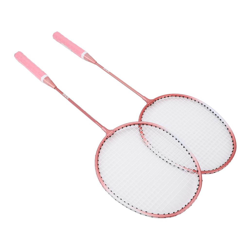 Badminton Set Professional Iron Alloy Badminton Racket with 3 Shuttlecocks Carrying Bag for Beginner Child Adult Pink