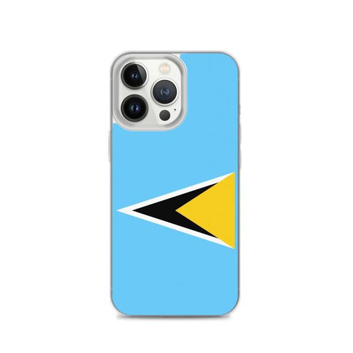 Coque Téléphone – Drapeau de Sainte-Lucie – Compatible iPhone 13 Pro – Étui Souple – Résistant et Antichoc - Silicone - Pixelforma