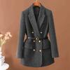 Blazer Suit for Women Winter Casual Thickened Long Sleeve Button Cardigan Slim Fit Professional Suit Jacket