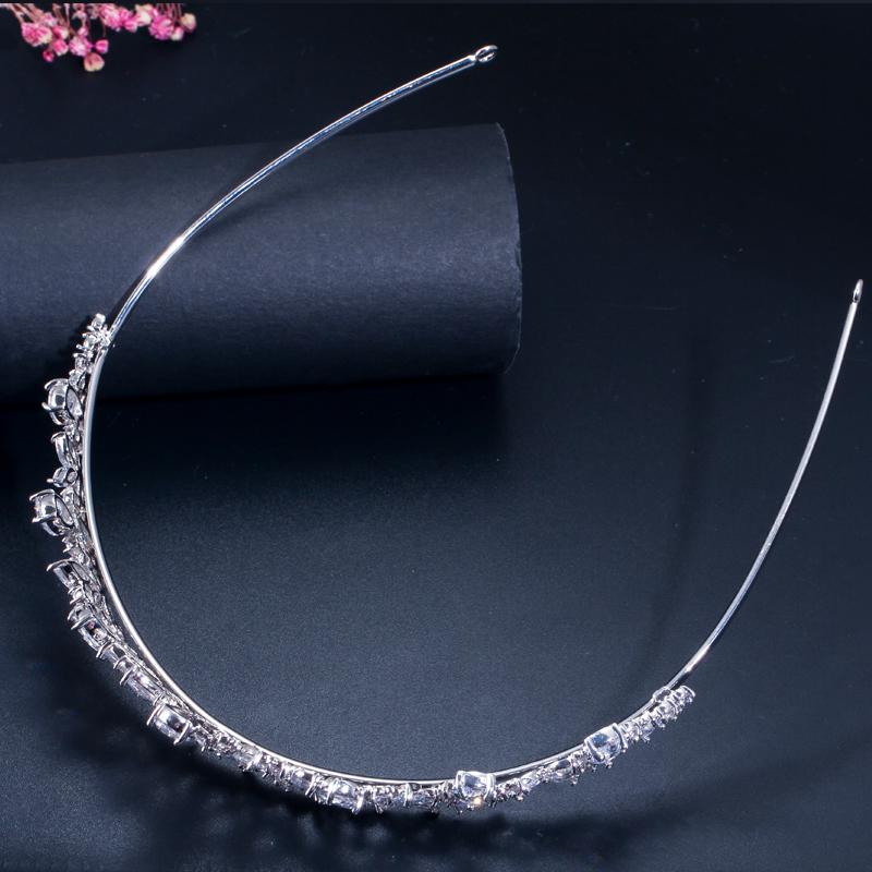 CMM High Quality Sparkling Cubic Zirconia Headdress Bridal Flower Tiara Crown