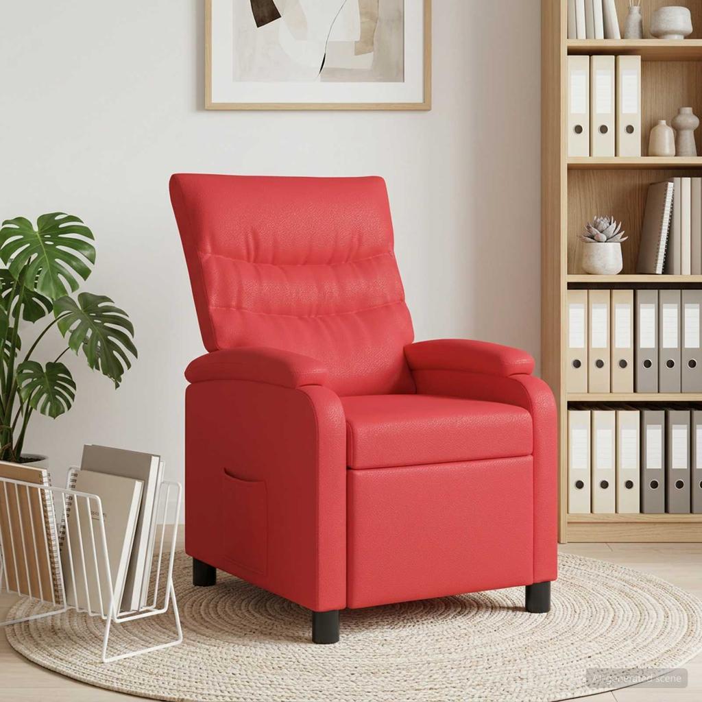 Recliner Chair Red Faux Leather