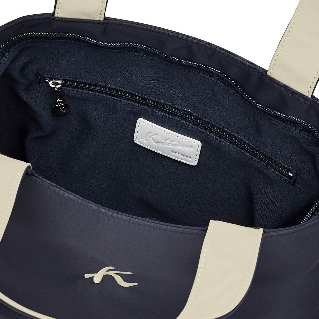 Сумка-тоут, совместимая с размером B5, темная 10911 [Kitamura] R-0687, женская, цвет синий/слоновая кость [темно-синий]