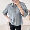 New ArrivalS Open Run Women S Rayon caSual One Pocket 7 8 Sleeve Collar Shirt