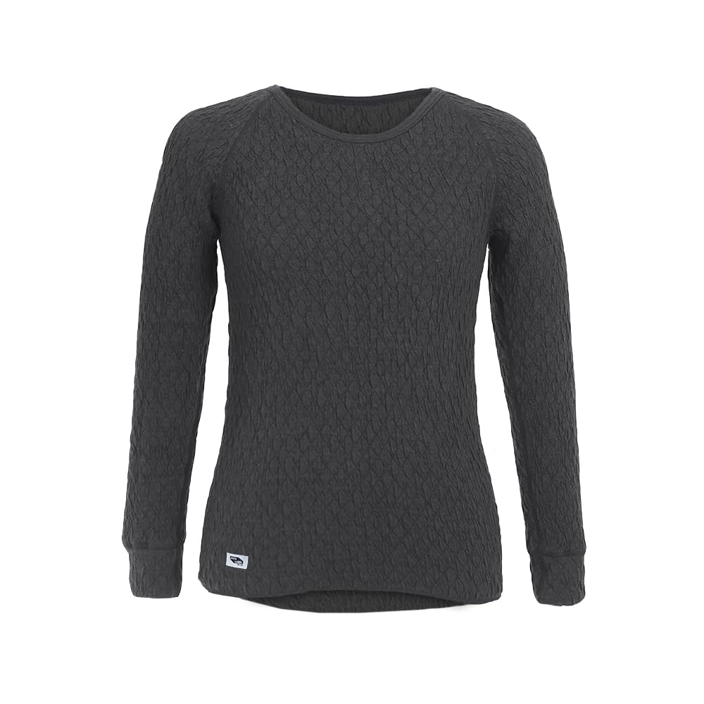 Hidamari Everest Long Sleeve Crew Neck Warm Size Dark Gray Women's Shirt, Underwear, Sapium, Triple-Layer Construction, Small, [EVNS820-DG]