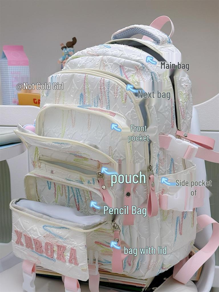 Милый легкий радужный плиссированный рюкзак для старшеклассников и учеников средней школы