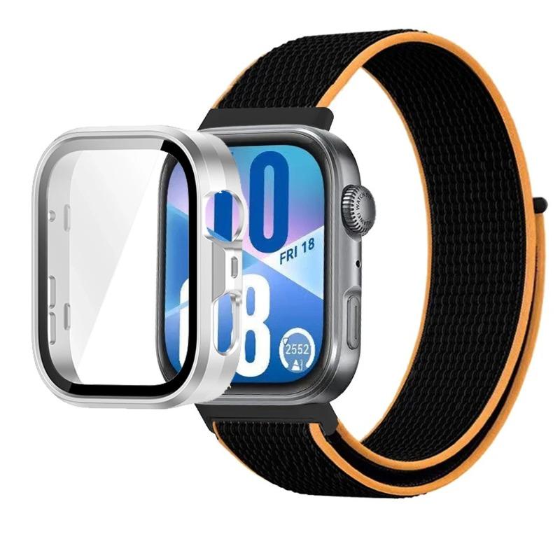 Нейлоновый ремешок + ПК-корпус для Huawei Watch Fit 3/4/4 Pro Защитный чехол от падения + Удобный дышащий браслет Ремешок Correa