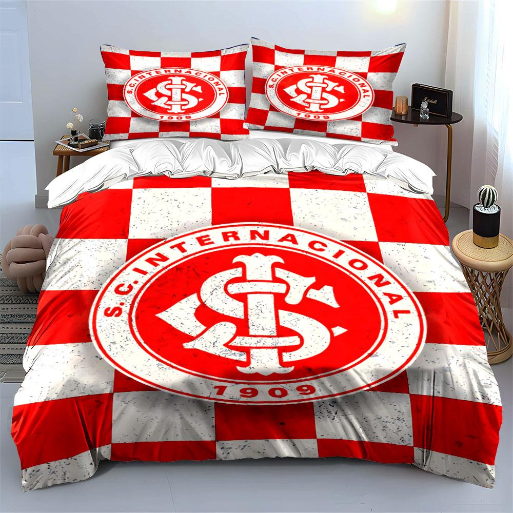 Red and White S.C. Internacional Bedding Bedding Duvet Cover Set Duvet Cover Pillowcases (1 * Duvet Cover 2 * Pillowcases, without duvet insert)