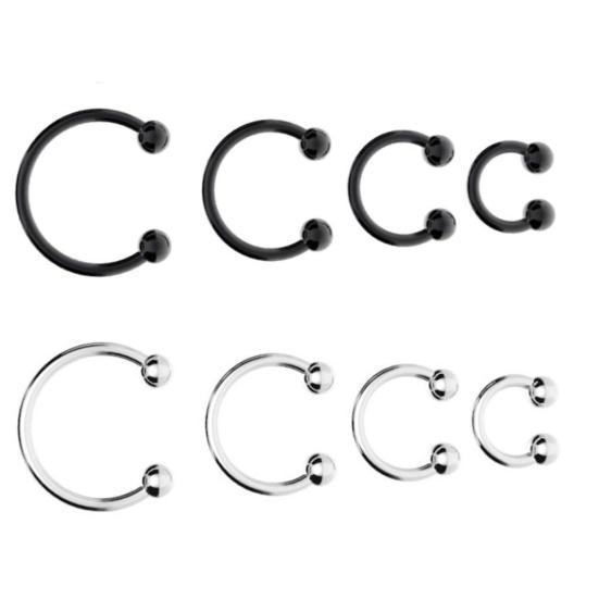 2Pcs Stainless Steel Horseshoe Shape Hoop Nose Ring Earring Studs Body