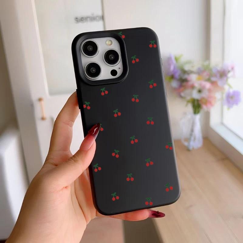 Милый Мультяшный Чехол с Вишней для iPhone 17 16E 16 15 14 13 12 11 Pro Max 7 8 Plus X XR Мягкий Силиконовый Защитный Чехол для Телефона