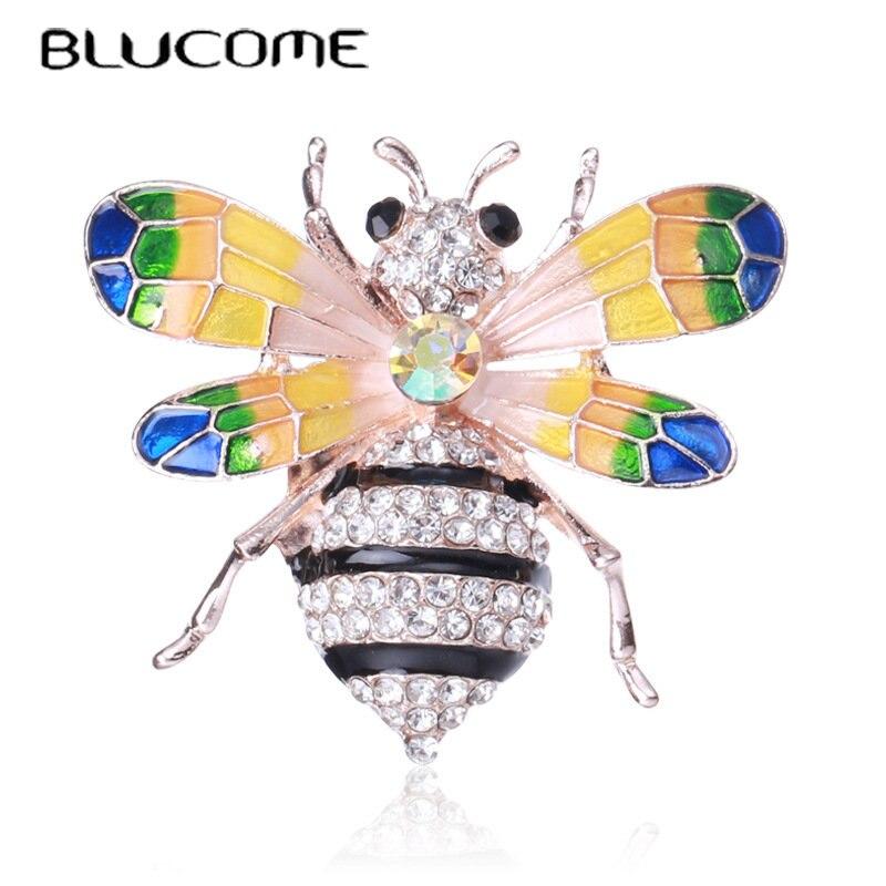 Blucome Простота, кристалл, эмаль, броши в виде пчелы для женщин, унисекс, высокое качество, насекомые, вечерние, офисные, брошь, булавка, подарки