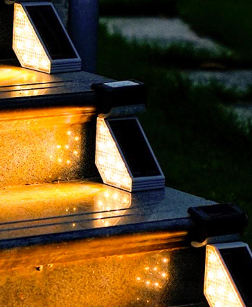 Солнечный светодиодный светильник для лестницы с датчиком движения, светодиодный шаг, 3 режима, RGB-освещение, IP67, декоративное освещение для патио, садовые солнечные панели