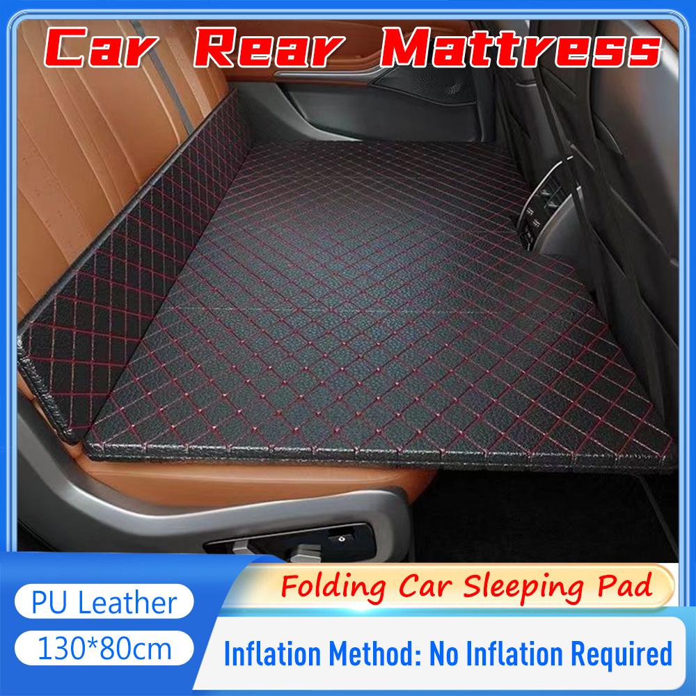 Foldable Bed for Car Backseat PU Leather Travel Mattress Non-Inflatable Perfect for Comfortable Road Trips for Sedan SUV Truck
