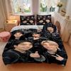 3 шт. Комплекты постельного белья из черной кожи с K-pop звездами Для всех размеров Новое 3D-печатное покрывало на кровать Одеяло Пододеяльник Наволочка Декор спальни