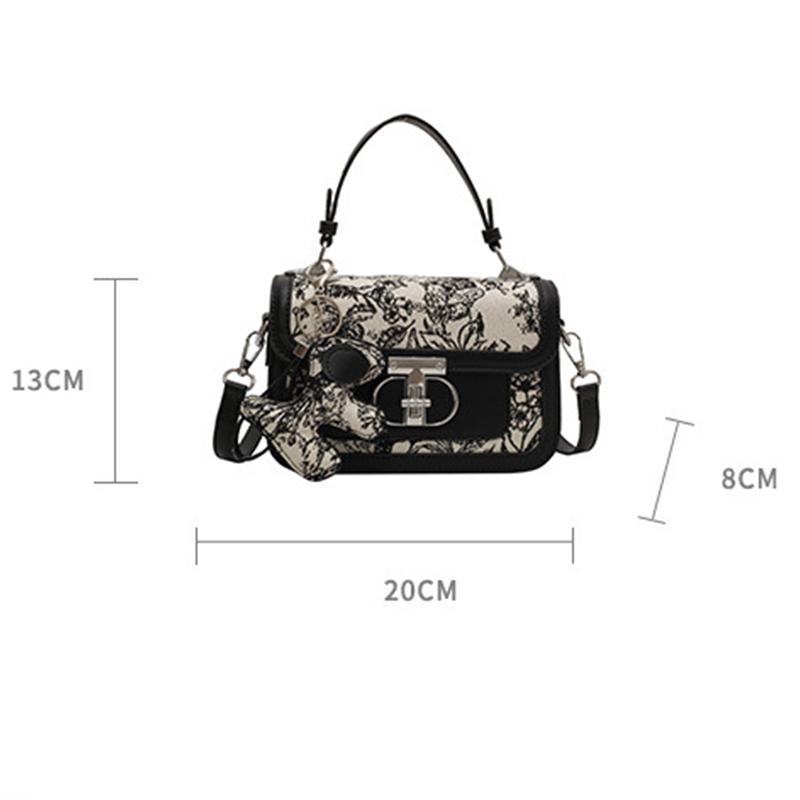 Hot Style High-end Western Style Printed Handheld Small Square Bag Women's Bag Trendy Stitching Single Shoulder Crossbody Bag