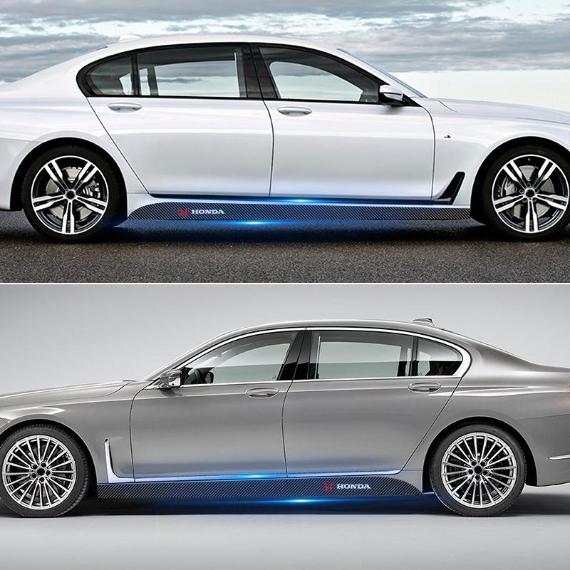 2 шт. Карбоновая наклейка на боковой порог двери автомобиля, полоса, защита от царапин, наклейка для рестайлинга для Honda Fit Mugen Insight Type S R VTEC DOHC Modulo Vezel Legend RR