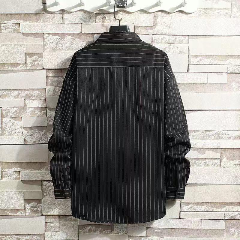 Рубашка унисекс с длинным рукавом в гонконгскую клетку: Модный, свободный крой, ретро-корейский стиль на все времена года