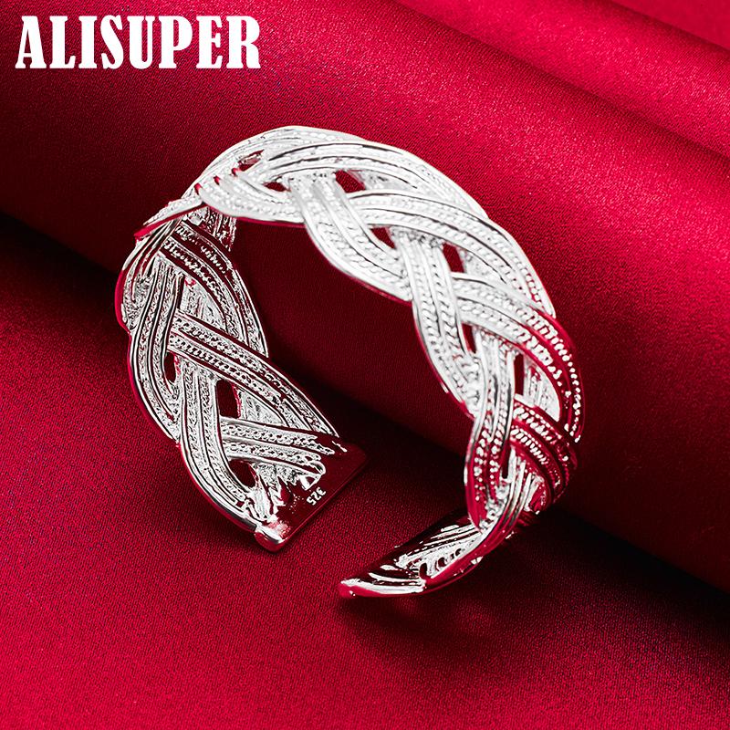 Ювелирные изделия из стерлингового серебра 925 пробы, 27 мм, переплетенная сеть, браслет