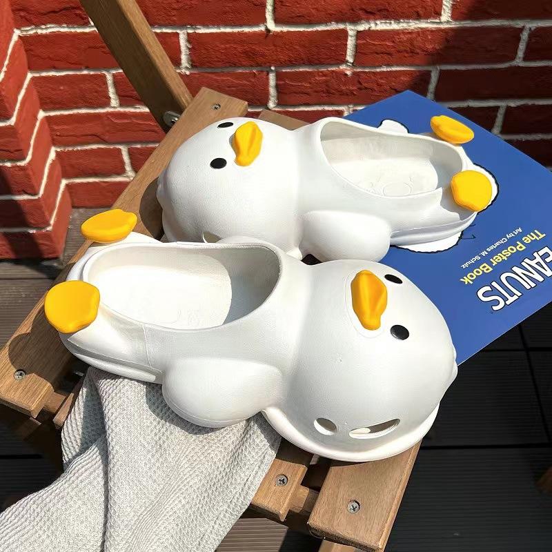 Тапочки с рисунком утки для женщин, симпатичные домашние нескользящие повседневные сандалии Baotou, шлепанцы на платформе, Sandalia De Mujer 2024