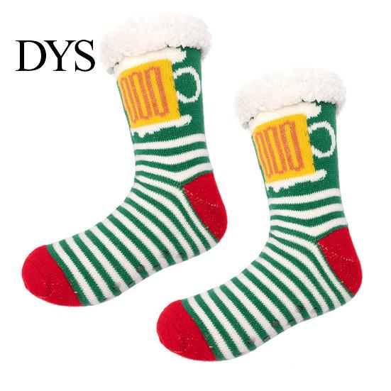 Теплые зимние домашние носки Рождественские тапочки с противоскользящей подошвой для женщин и мужчин, Утолщенные мягкие носки с плюшевой подкладкой и захватами для пожилых, Нескользящие, Термо, Для гостиной