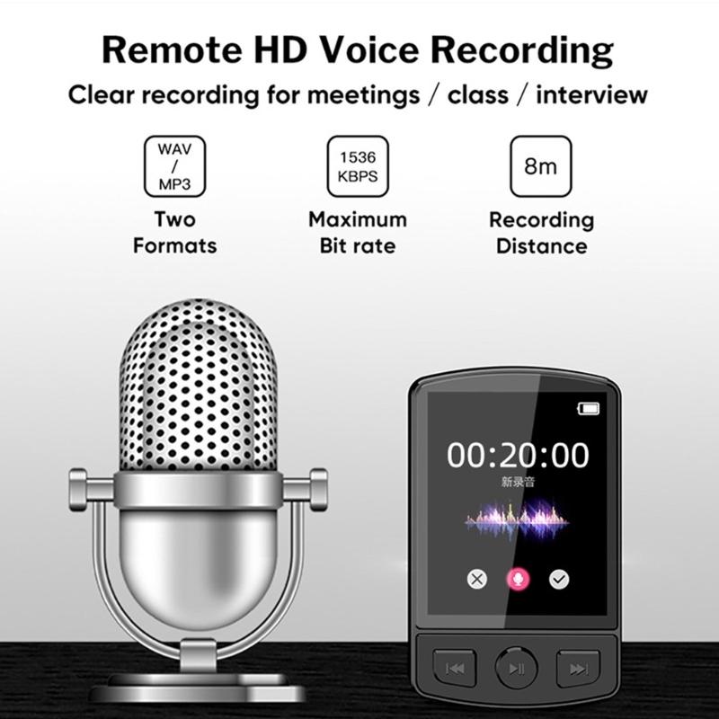 MP3-плеер с экраном 1,8 дюйма, совместимый с Bluetooth 5.0, со встроенным динамиком, поддержка FM-радио
