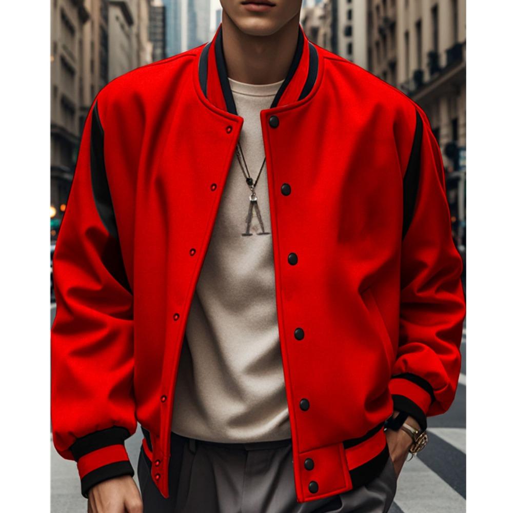2025 Европейская и американская мужская модная осенне-зимняя куртка-кардиган на пуговицах в стиле бейсбольной куртки пэчворк