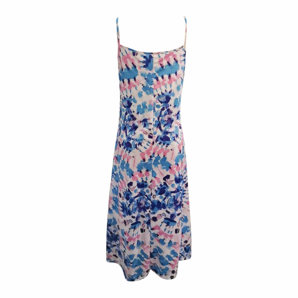 Women  Print  Backless Maxi Dress Sexy Sleeveless Beach Dress