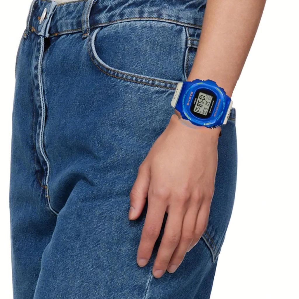 Casio Серия Baby-G 30-летний юбилейный выпуск 200 м Водонепроницаемые Солнечный кварцевый механизм Женские часы Синие BGD-5700UK-2JR