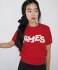 AMES-WORLDWIDE Hairy Logo Short Sleeve Knit Red