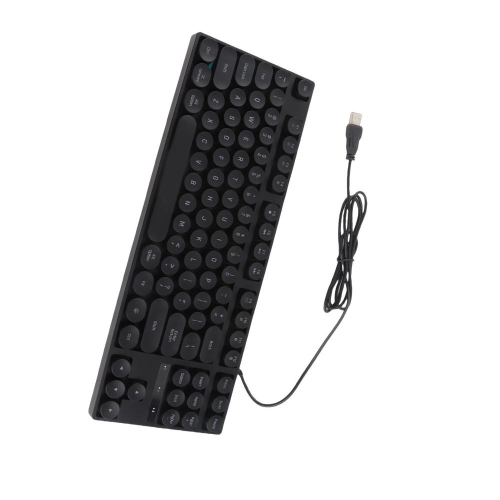 87 Keys USB Wired Keyboard Round Keycaps Typewriter Keyboard Durable Mechanical Keyboard Laptop