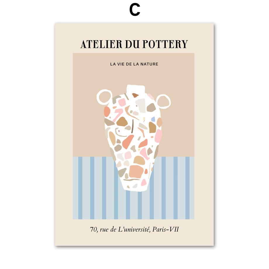 Абстрактный Городской Керамический Рынок Ваза Цветок Лист Настенное Искусство Холст Живопись Винтажные Постеры Принты Картина Для Гостиной Домашний Декор