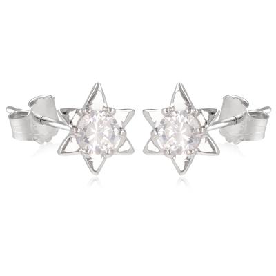[R3501] - Серебряные серьги «Звезда Давида». (родий) - 7 мм