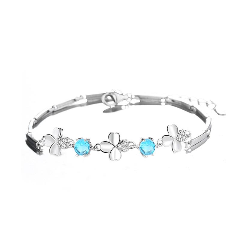 S925 Серебряный клеверный женский браслет Простые модные женские украшения