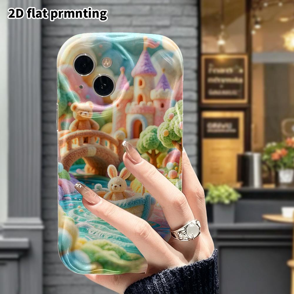 Phone Case: 2D flat, suitable for iPhone 18 17 16 15 14 13 12Pro protective case, castle and river boating, perfect Christmas and Halloween holiday gi