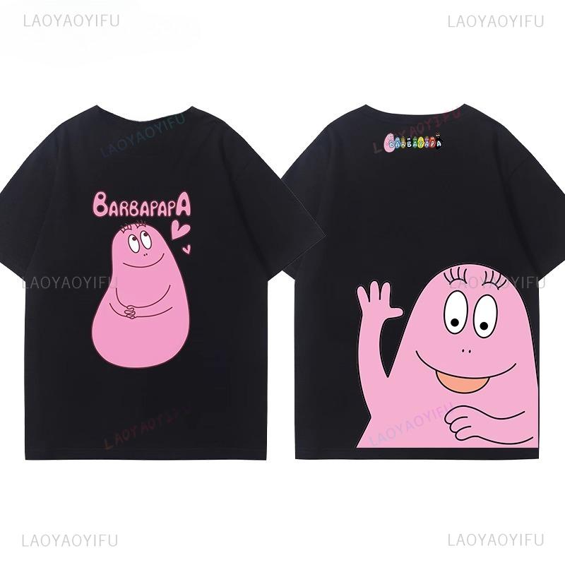 Ropa De Mujer Barbapapa Camiseta Best Seller Cartoon Kawaii Y2k Clothes Children Soft Cotton Oneck Short Sleeve Graphic Tee