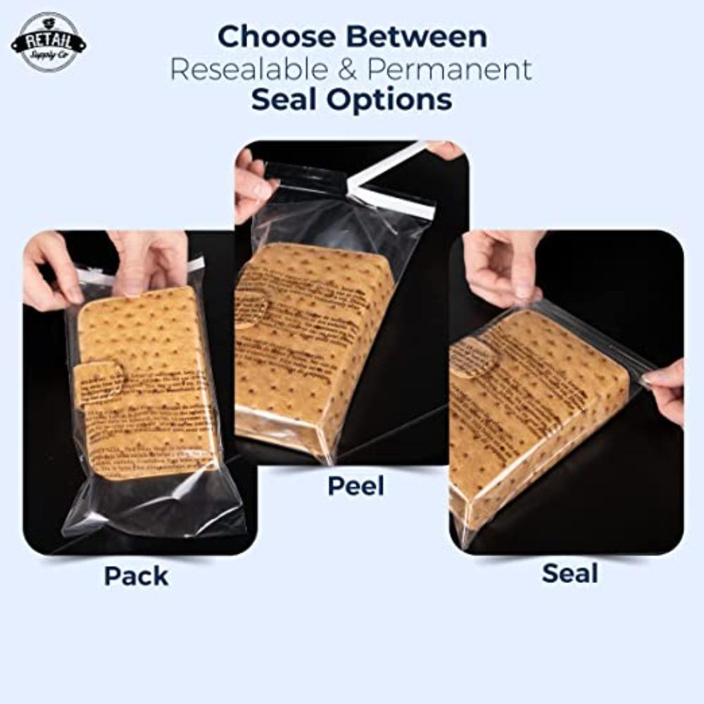 100pcs Resealable Bag Self Closing Cello Bag Poly Bags Suffocation Warning Clear Self Sealing