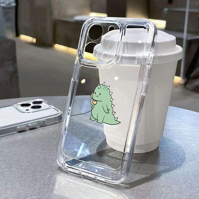 Couple Style Cartoon Dinosaur Phone Case For iPhone 17 16 15 14 13 12 11 Pro Max 13 Mini 16e 17 Air Soft TPU Cover Fundas