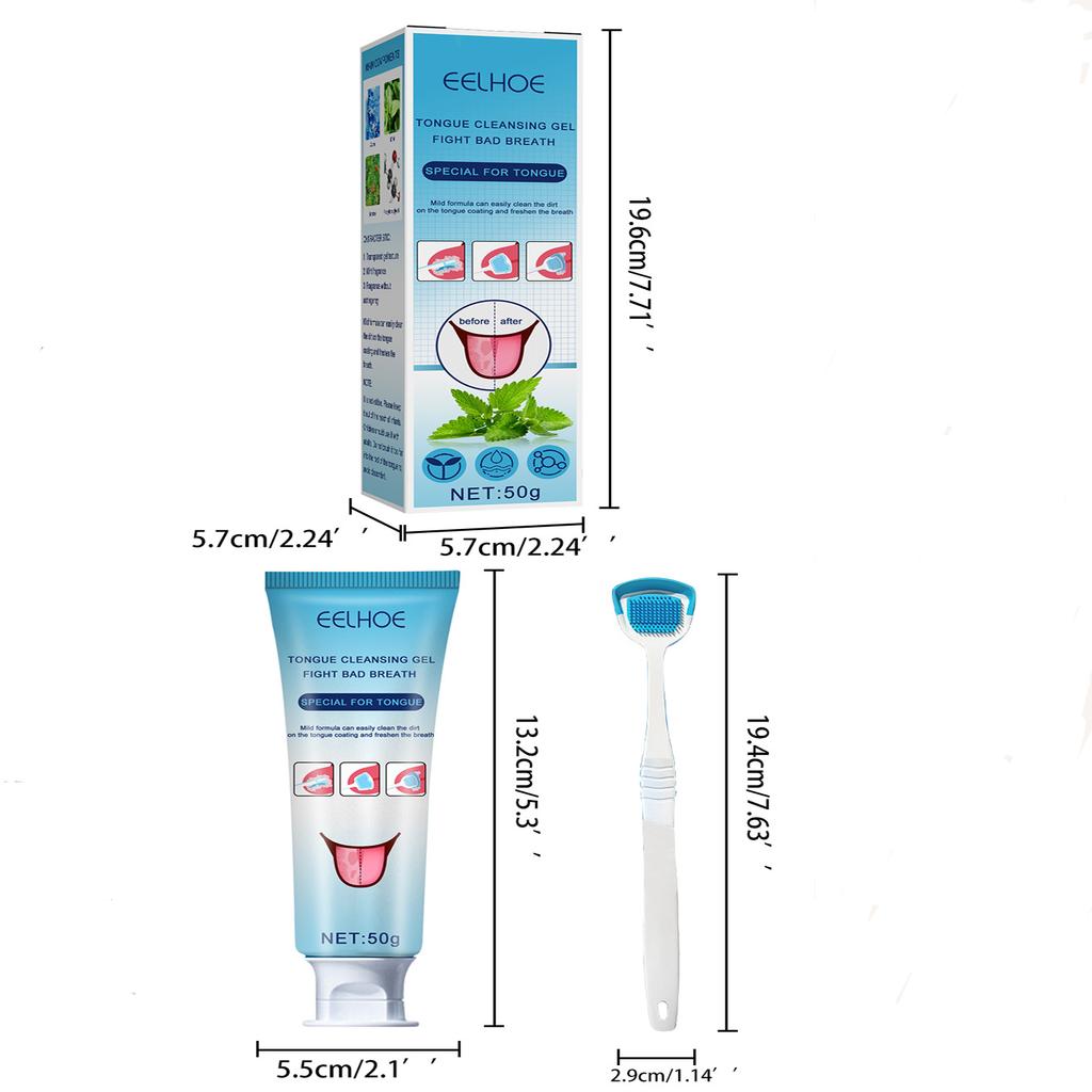 Гель для чистки языка со щеточкой, очищающим средством, средством для ухода за полостью рта, удаляет запах и освежает дыхание
