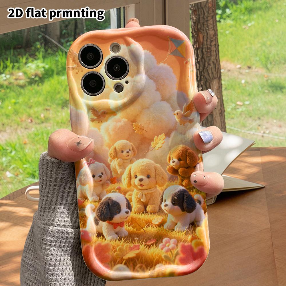 Phone Case: 2D flat, suitable for iPhone 18 17 16 15 14 13 12Pro protective case, grassy puppy party, perfect Christmas and Halloween holiday gift