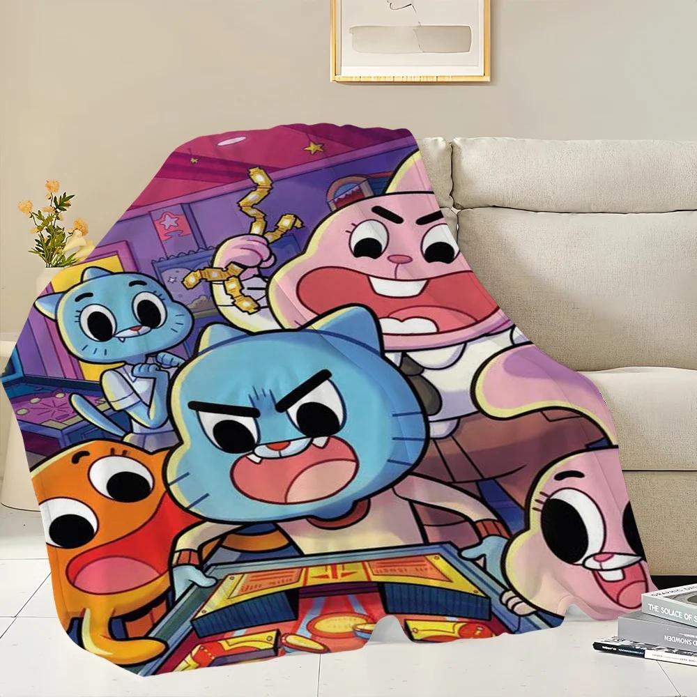 Удивительный мир G-Gumball Одеяло Приятный к коже комфорт теплое мягкое плюшевое одеяло подходит для дивана гостиной офиса спальни