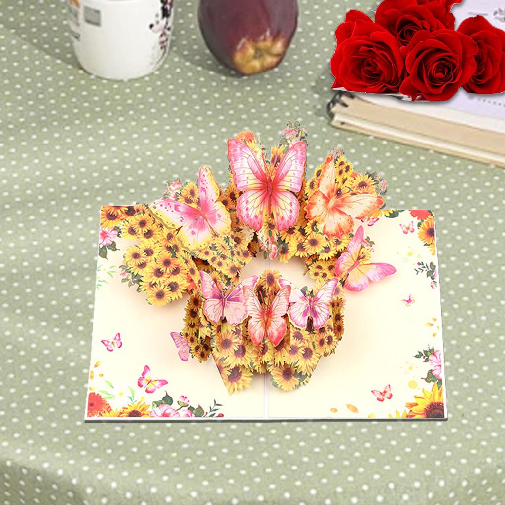 Valentine's Day Hot Stamped Butterfly Birthday 3D Card, Paper Card