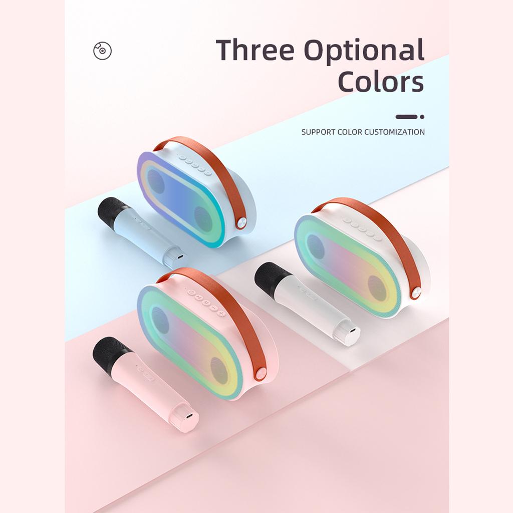 Мини-караоке-машина BT Караоке-динамик с беспроводными микрофонами Ослепительный цветовой световой эффект для