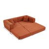 Convertible Sleeper Sofa Bed with Cylindrical Pillow, Corduroy Folding Mattress Couch with Fixed-Shape Frame (Orange Red)